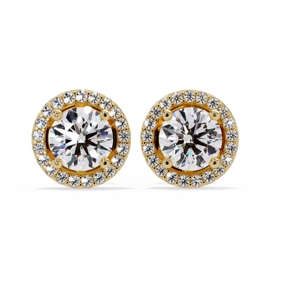 1.3ct Round Cut halo Lab Diamond Earring