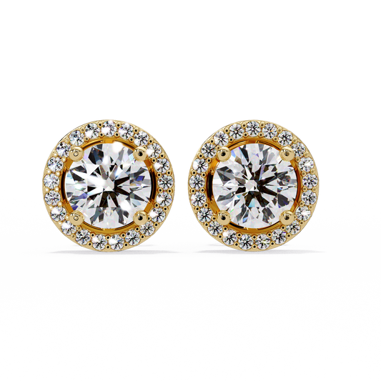 1.3ct Round Cut halo Lab Diamond Earring
