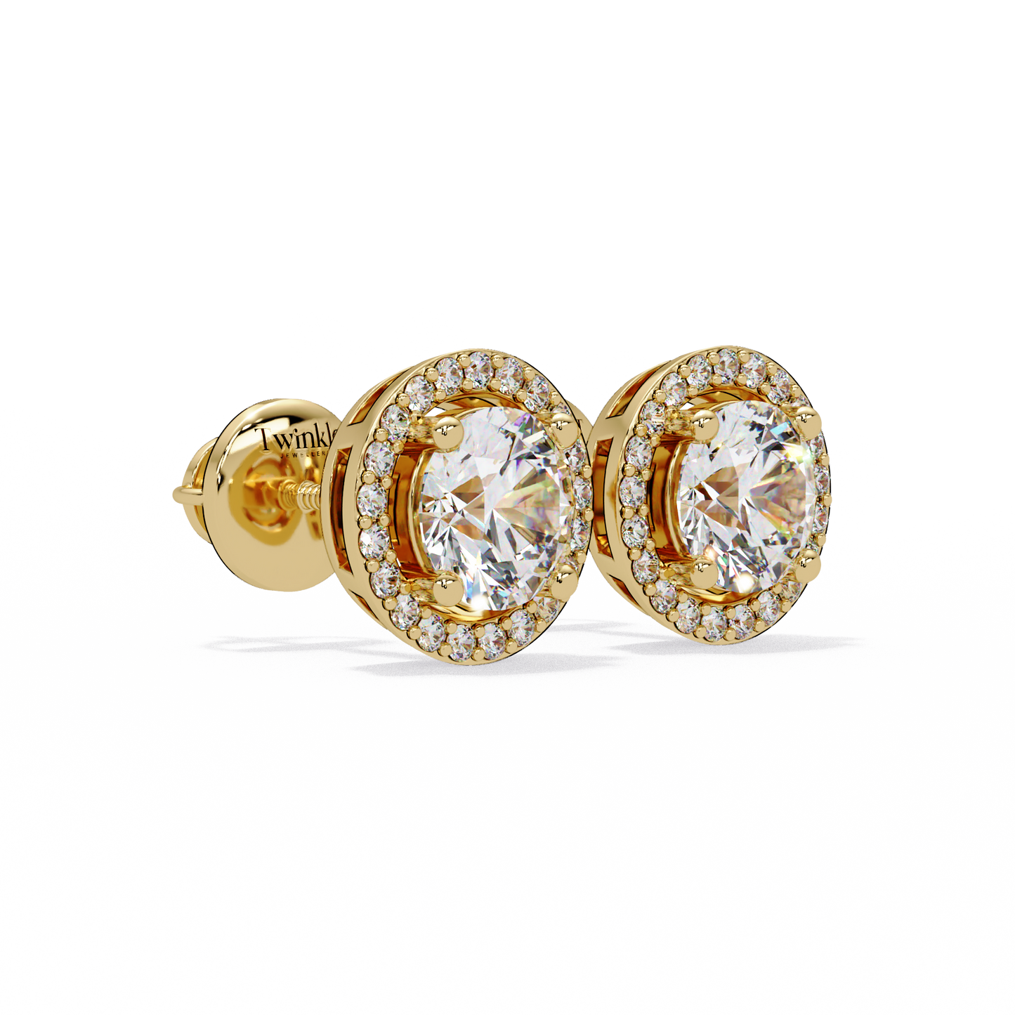1.3ct Round Cut halo Lab Diamond Earring