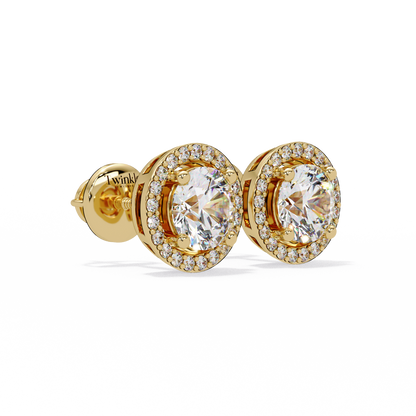 1.3ct Round Cut halo Lab Diamond Earring