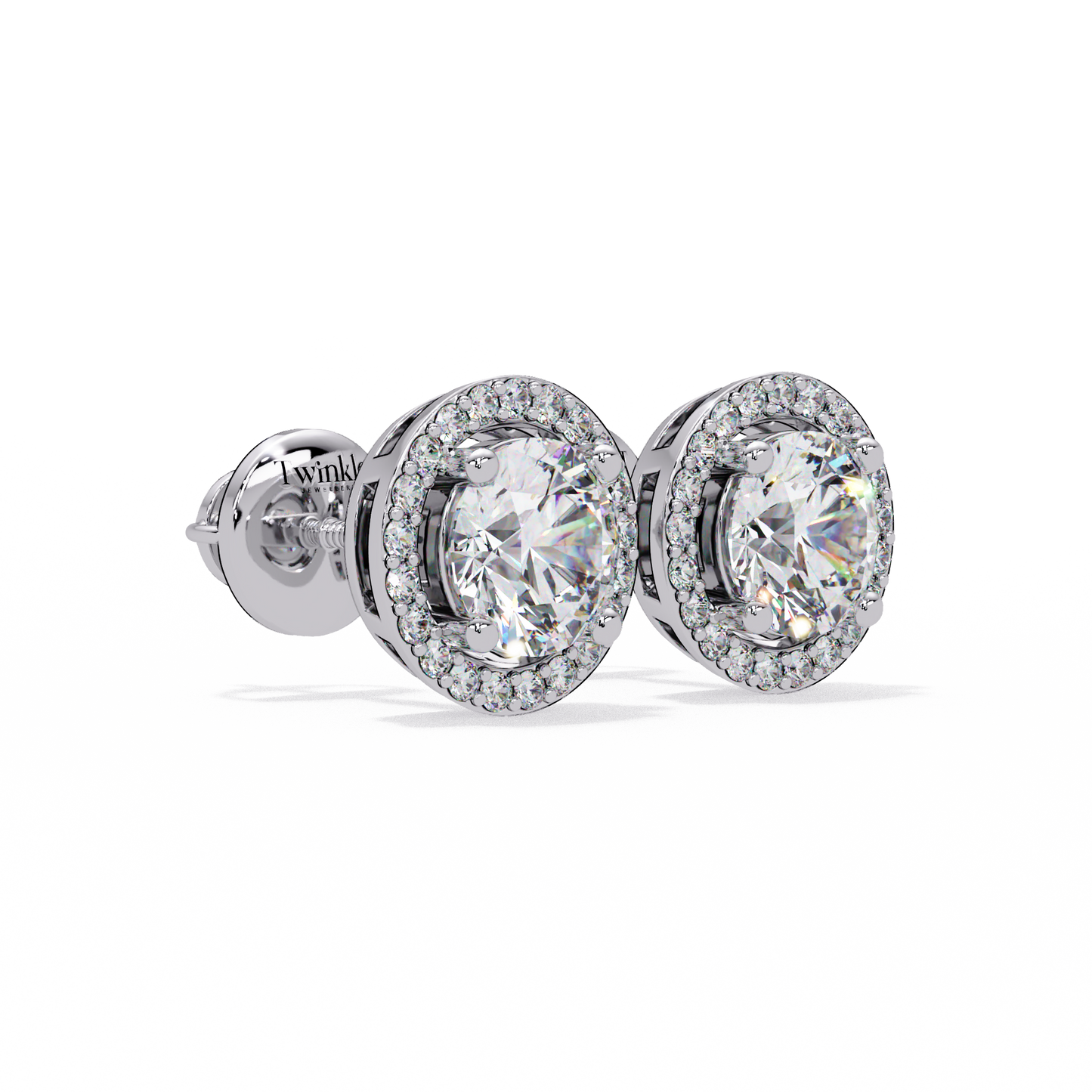 1.3ct Round Cut halo Lab Diamond Earring