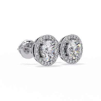 1.3ct Round Cut halo Lab Diamond Earring