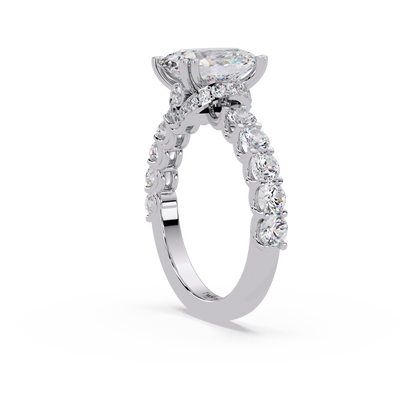 3.40 CT Oval Cut Ring With Round Diamond in Pave Setting