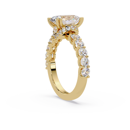 3.40 CT Oval Cut Ring With Round Diamond in Pave Setting
