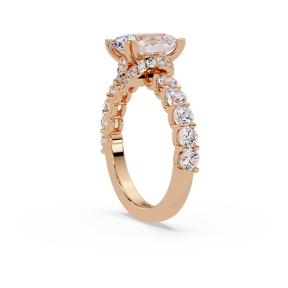 3.40 CT Oval Cut Ring With Round Diamond in Pave Setting