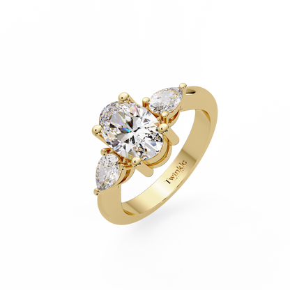 2.1 CT Oval Cut Three Stone Lab Diamond Ring