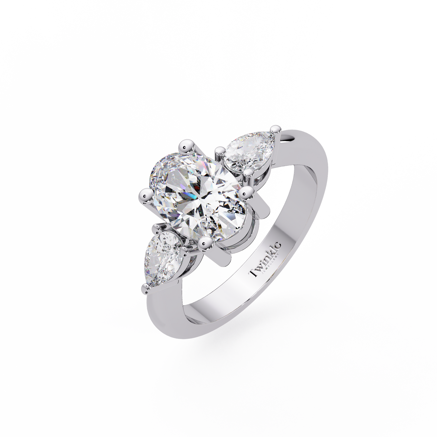 2.1 CT Oval Cut Three Stone Lab Diamond Ring