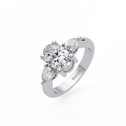 2.1 CT Oval Cut Three Stone Lab Diamond Ring
