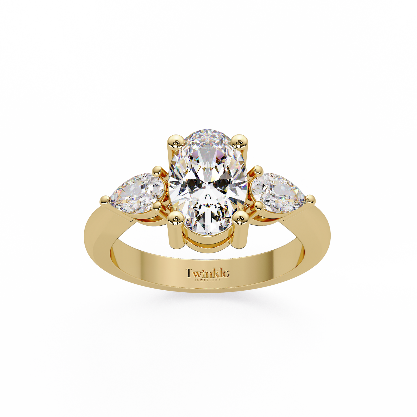 2.1 CT Oval Cut Three Stone Lab Diamond Ring