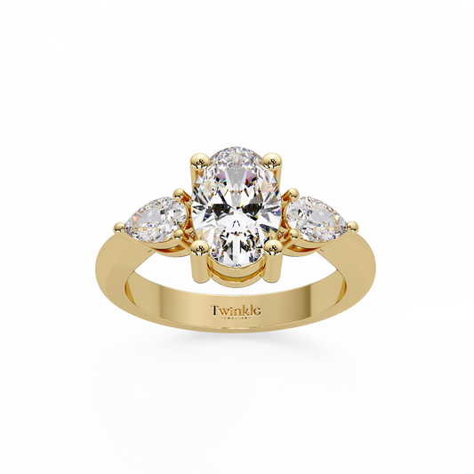 2.1 CT Oval Cut Three Stone Lab Diamond Ring