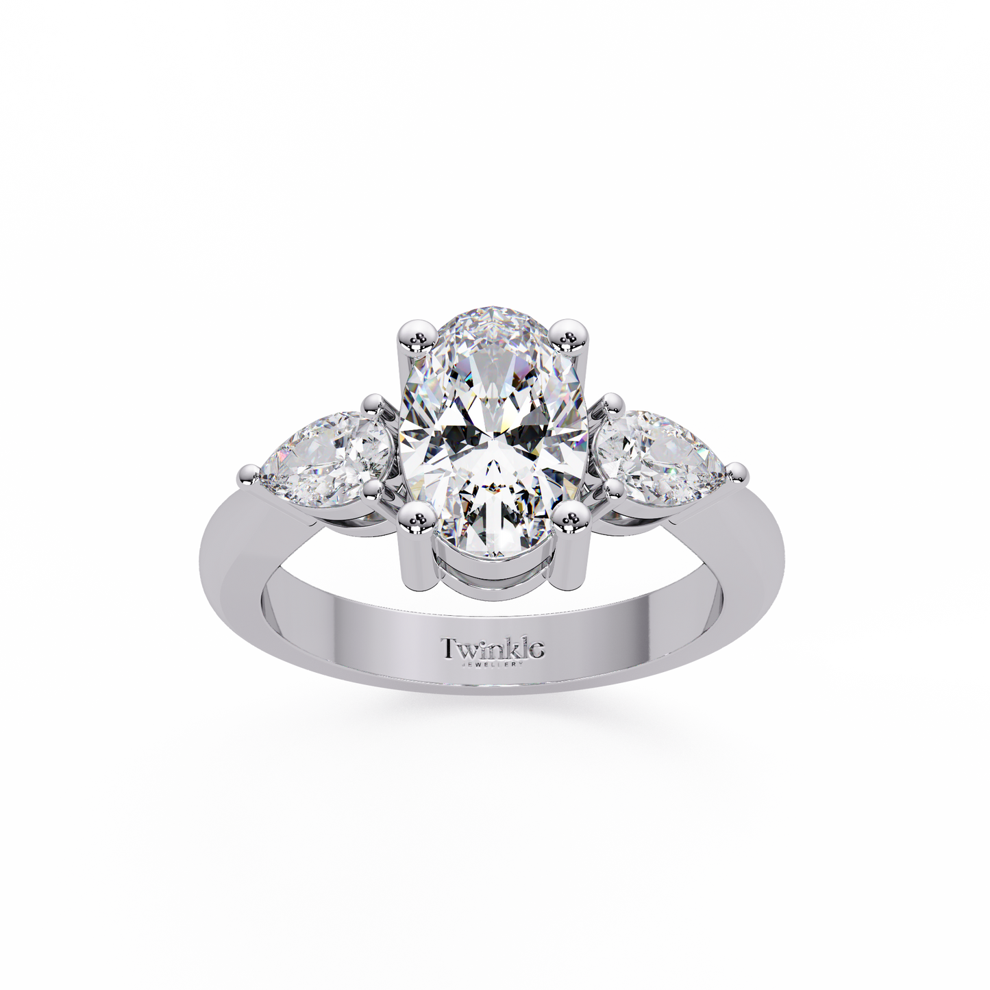 2.1 CT Oval Cut Three Stone Lab Diamond Ring