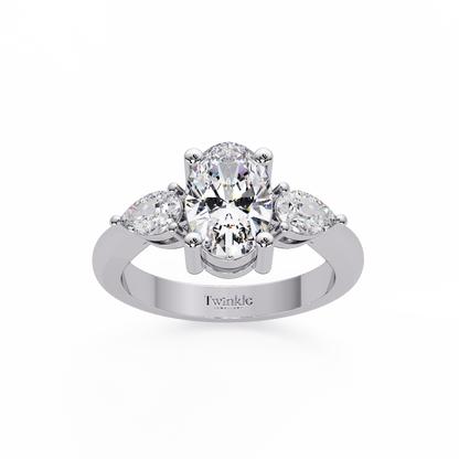 2.1 CT Oval Cut Three Stone Lab Diamond Ring