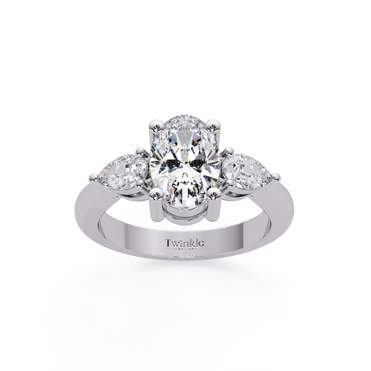 2.1 CT Oval Cut Three Stone Lab Diamond Ring