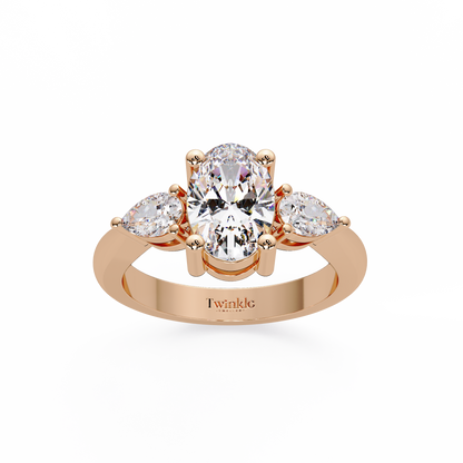 2.1 CT Oval Cut Three Stone Lab Diamond Ring