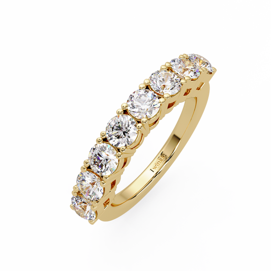 1.84 CT Round Cut Half Eternity Lab Diamond Ring