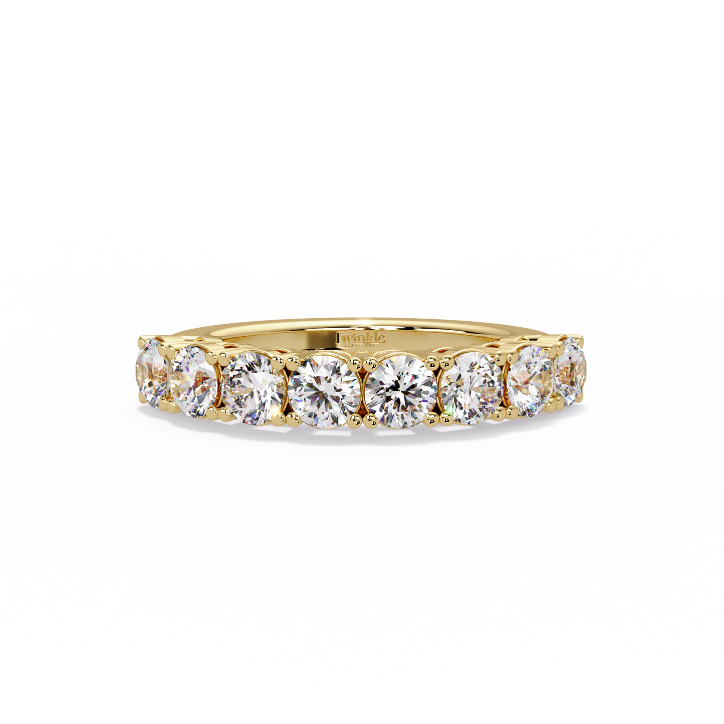 1.84 CT Round Cut Half Eternity Lab Diamond Ring