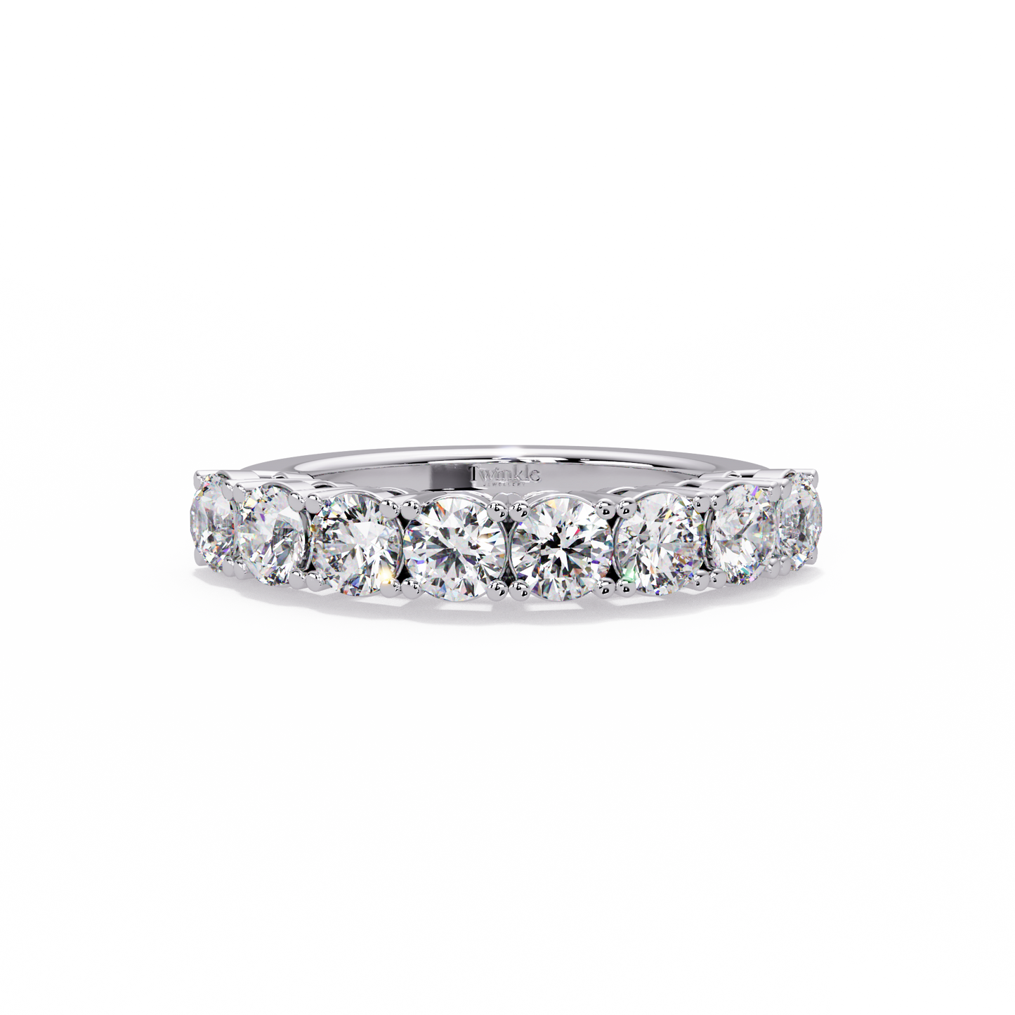 1.84 CT Round Cut Half Eternity Lab Diamond Ring
