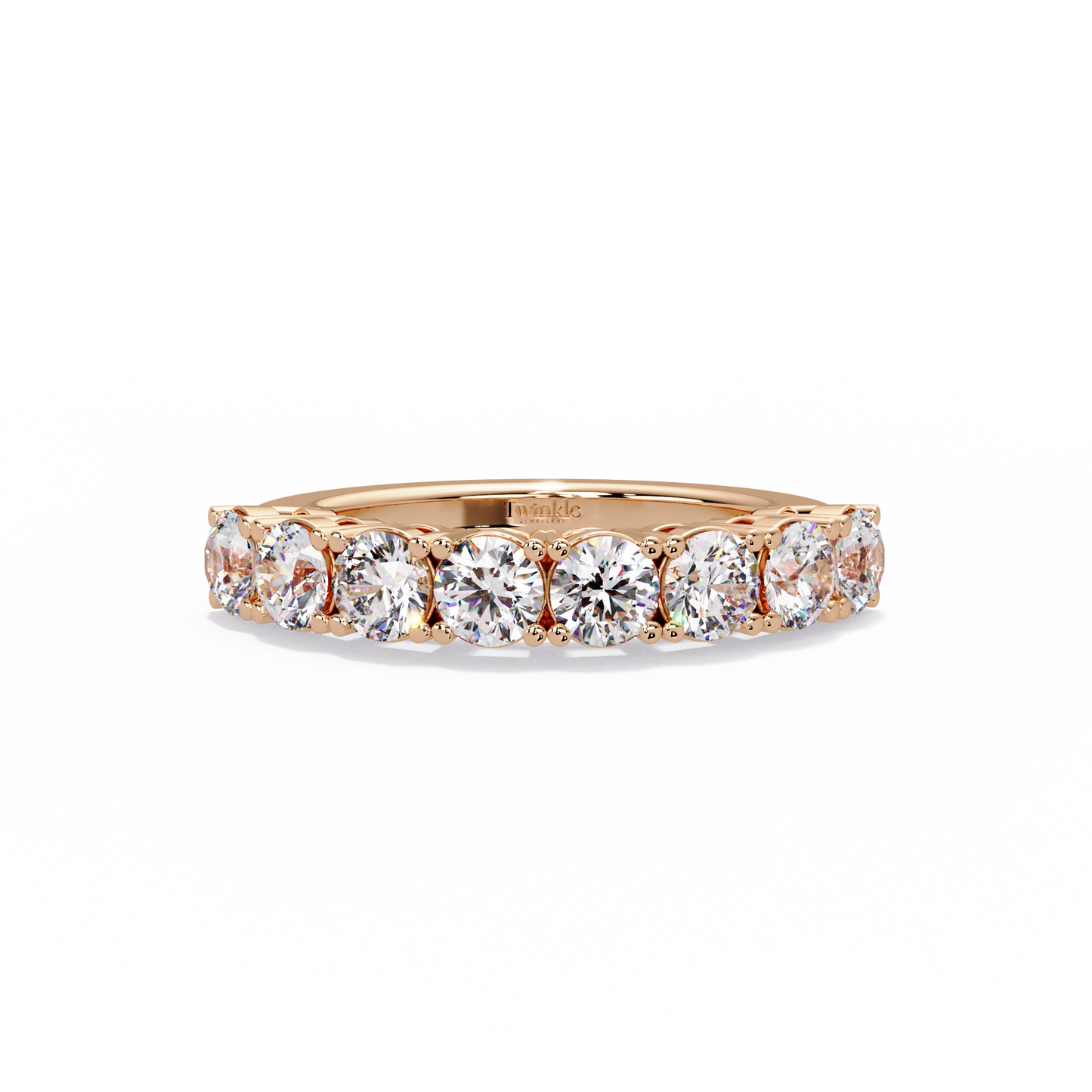 1.84 CT Round Cut Half Eternity Lab Diamond Ring