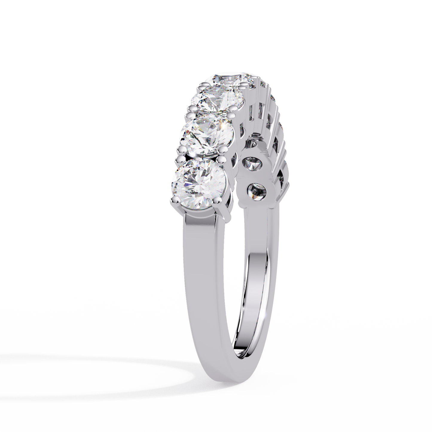 1.84 CT Round Cut Half Eternity Lab Diamond Ring