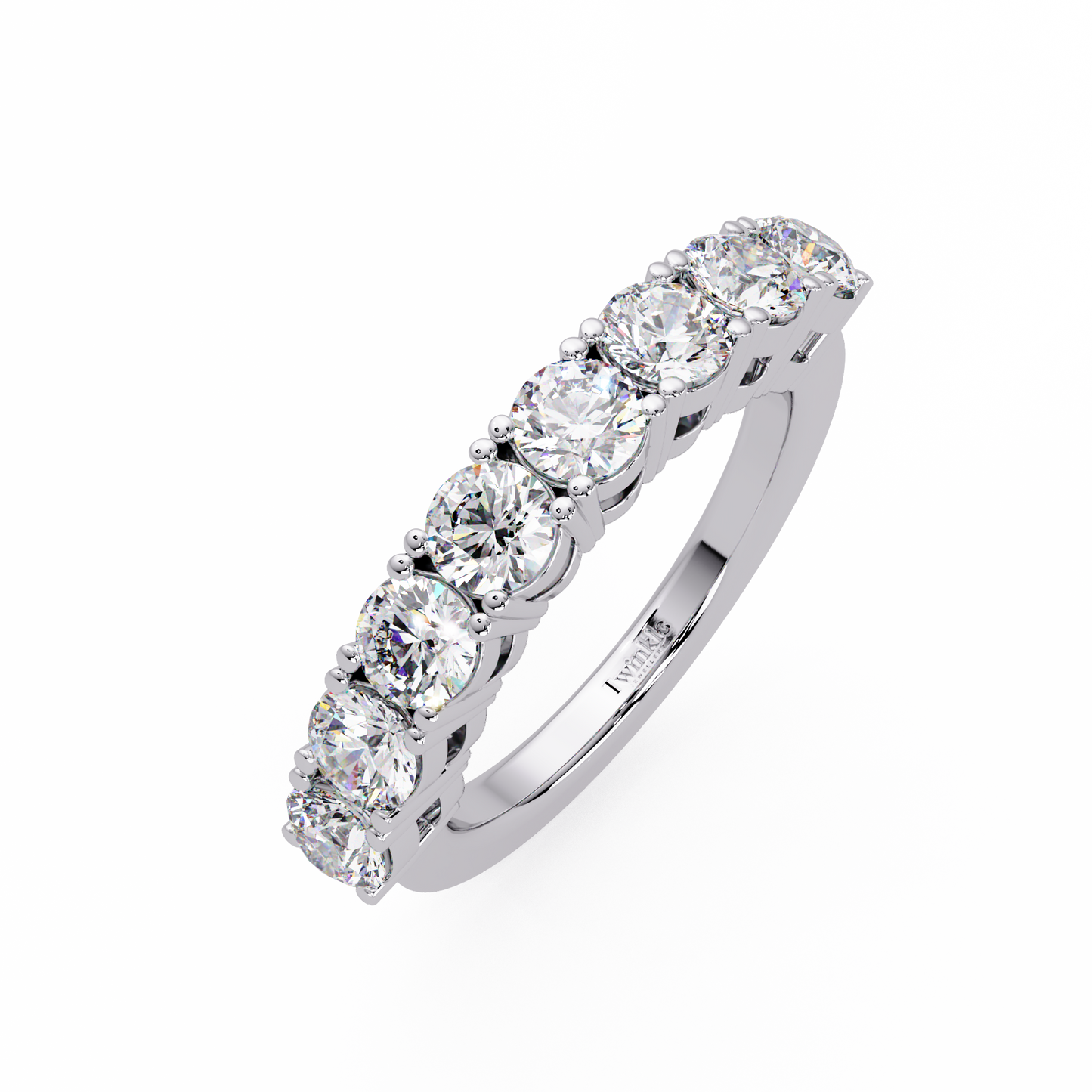 1.84 CT Round Cut Half Eternity Lab Diamond Ring