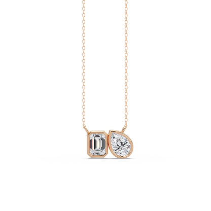 Emerald and Pear Toi et Moi Bezel-Set Necklace