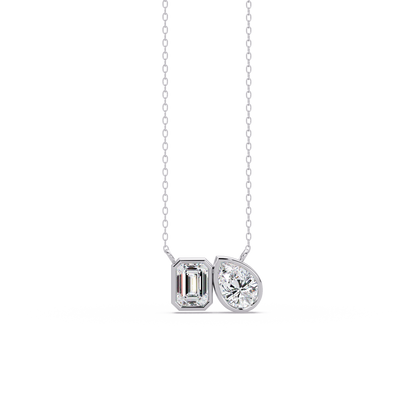 Emerald and Pear Toi et Moi Bezel-Set Necklace