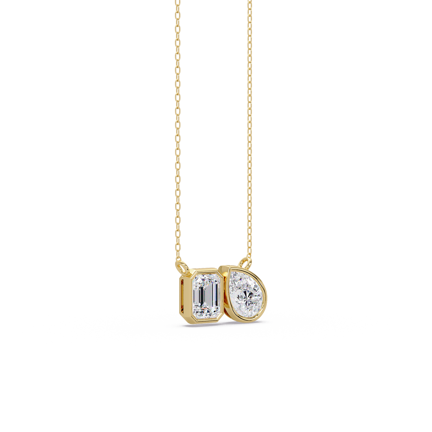 Emerald and Pear Toi et Moi Bezel-Set Necklace