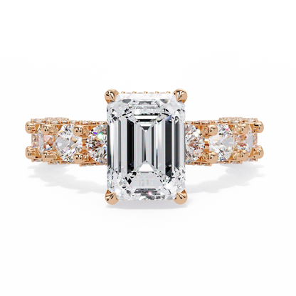 7.62 CT Emerald Shape Lab Diamond Ring