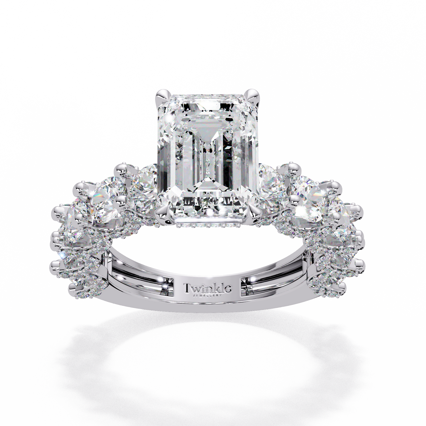 7.62 CT Emerald Shape Lab Diamond Ring