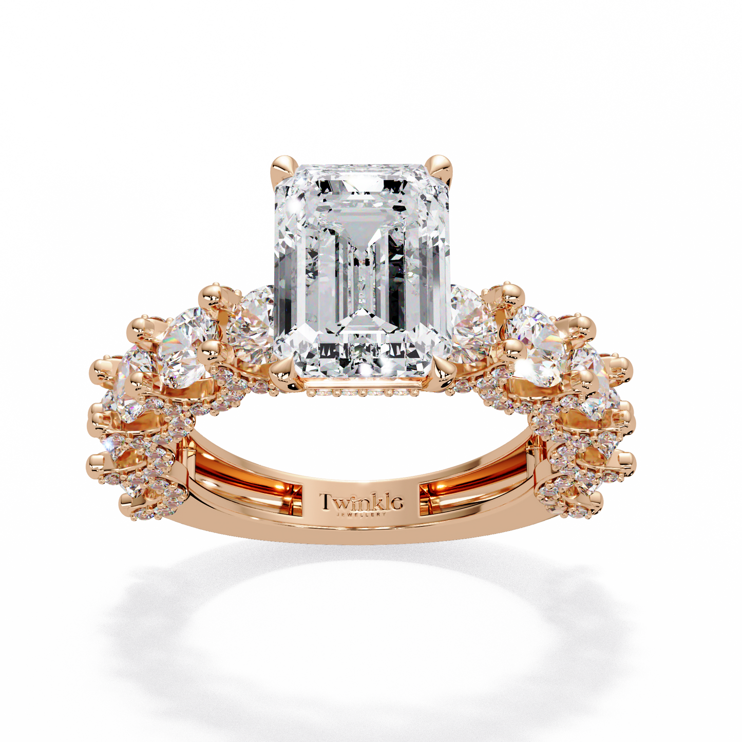 7.62 CT Emerald Shape Lab Diamond Ring