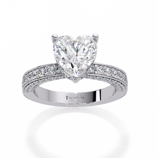2.53 CT Heart Cut Lab Diamond Ring