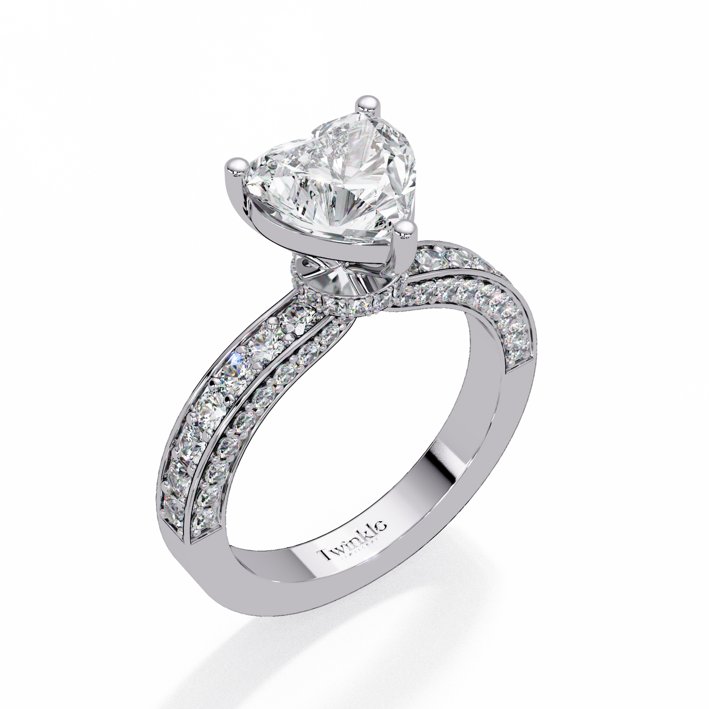 2.53 CT Heart Cut Lab Diamond Ring