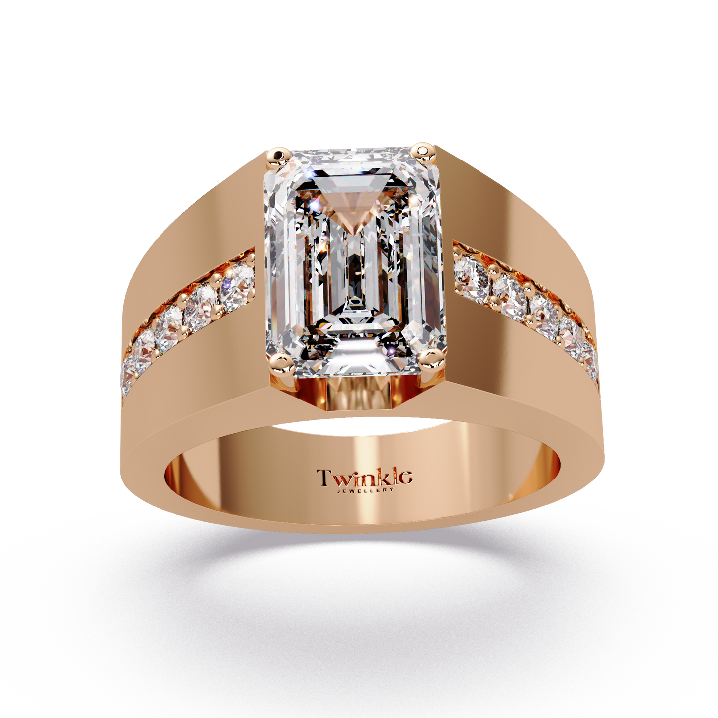 6 CT Emerald Cut Lab Diamond Men's Ring