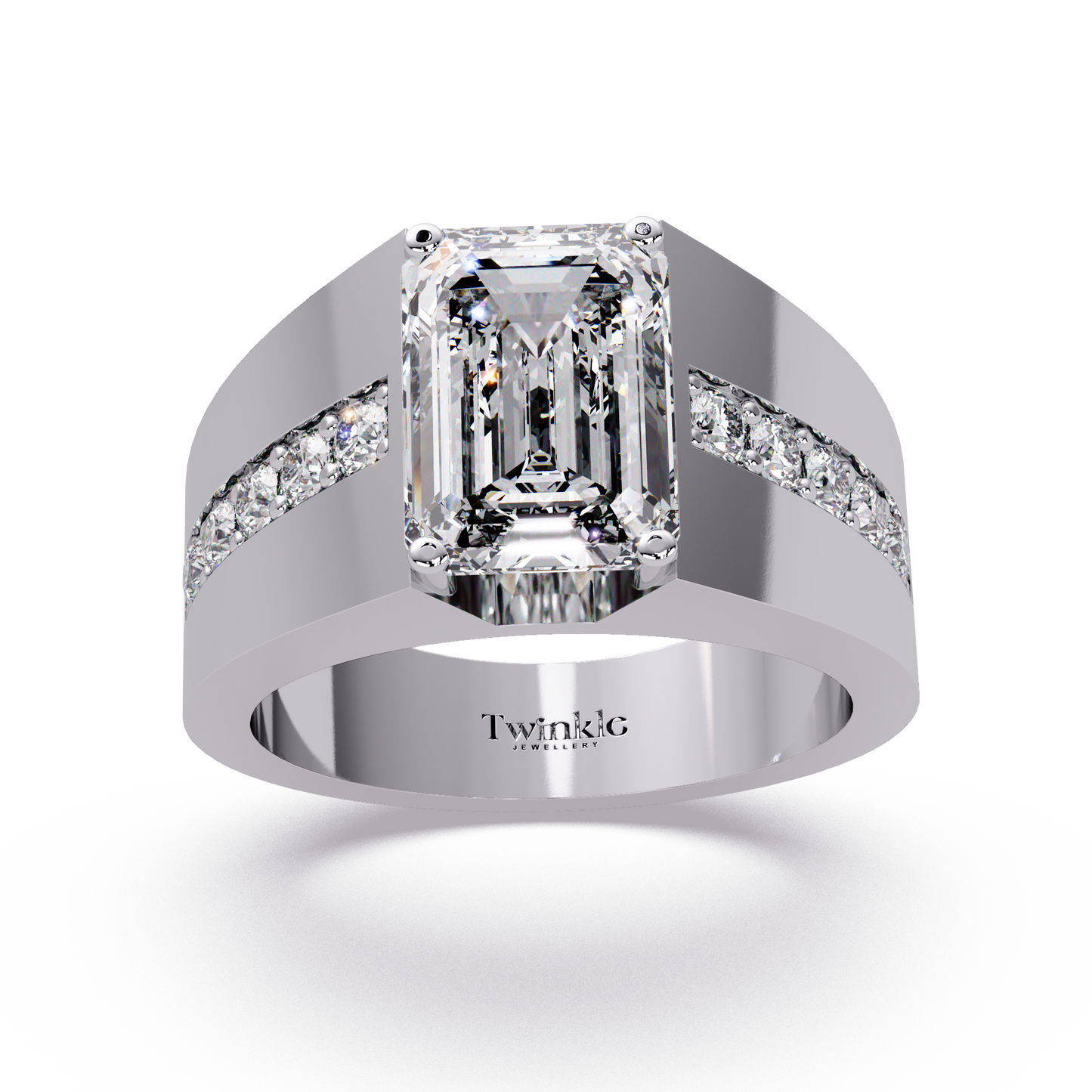 6 CT Emerald Cut Lab Diamond Men's Ring