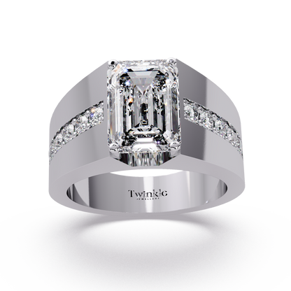 6 CT Emerald Cut Lab Diamond Men's Ring