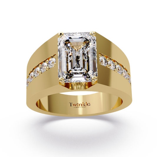 6 CT Emerald Cut Lab Diamond Men's Ring