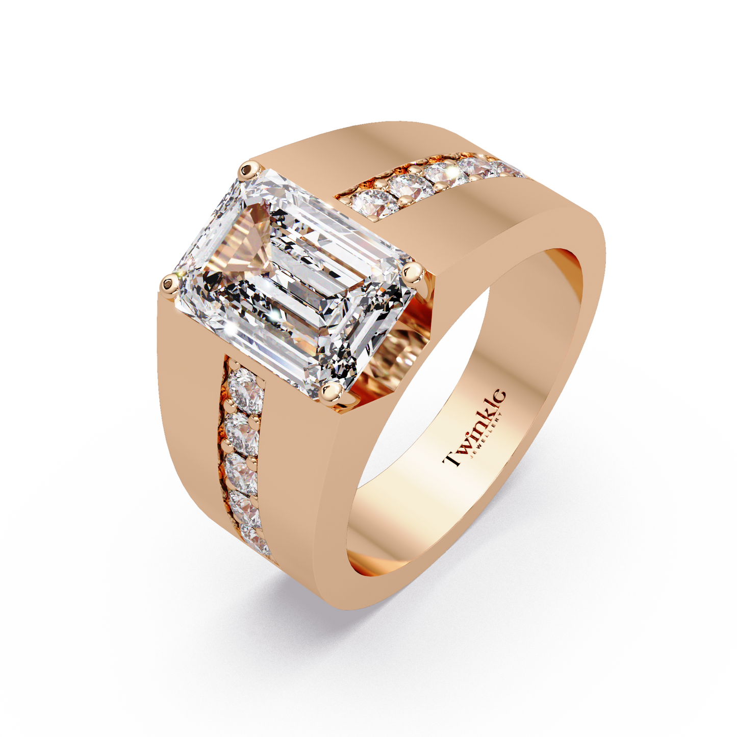 6 CT Emerald Cut Lab Diamond Men's Ring