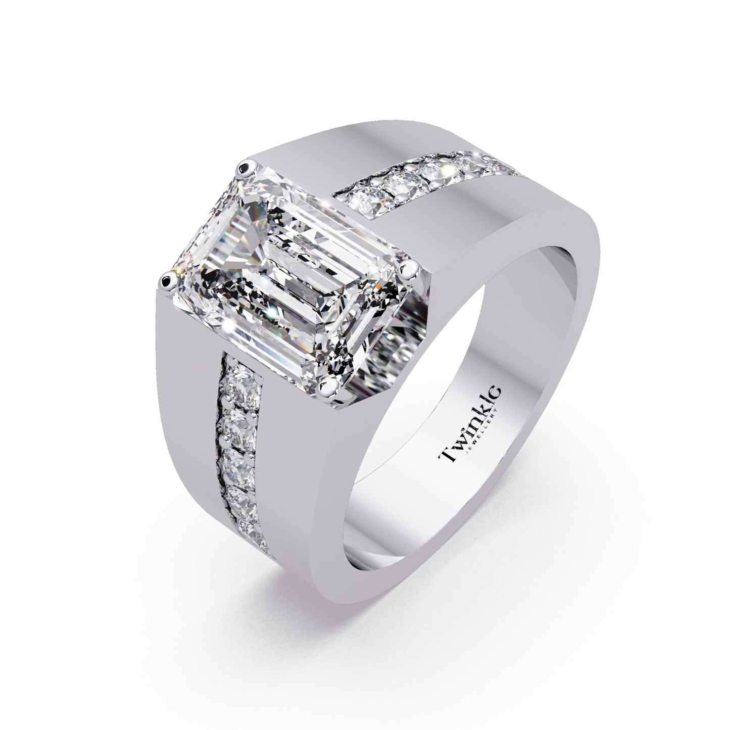 6 CT Emerald Cut Lab Diamond Men's Ring