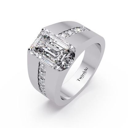 6 CT Emerald Cut Lab Diamond Men's Ring