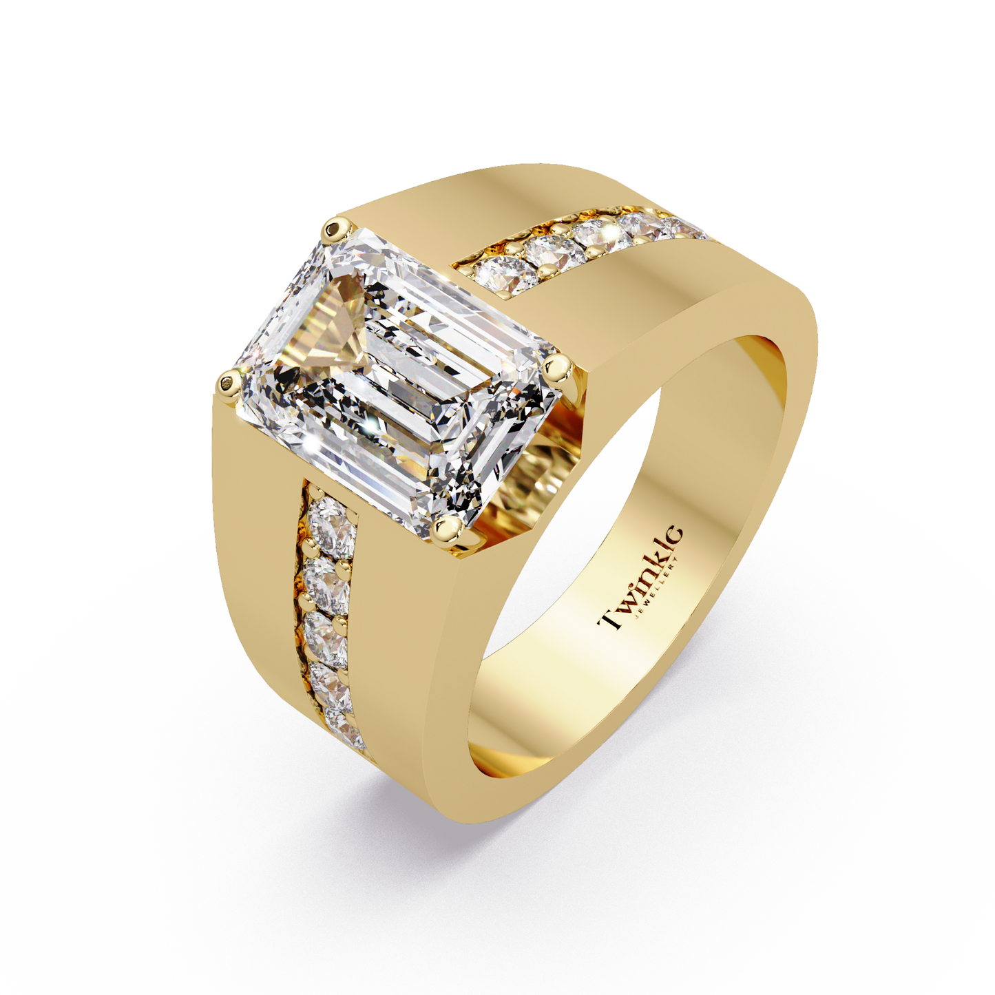 6 CT Emerald Cut Lab Diamond Men's Ring