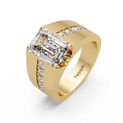 6 CT Emerald Cut Lab Diamond Men's Ring