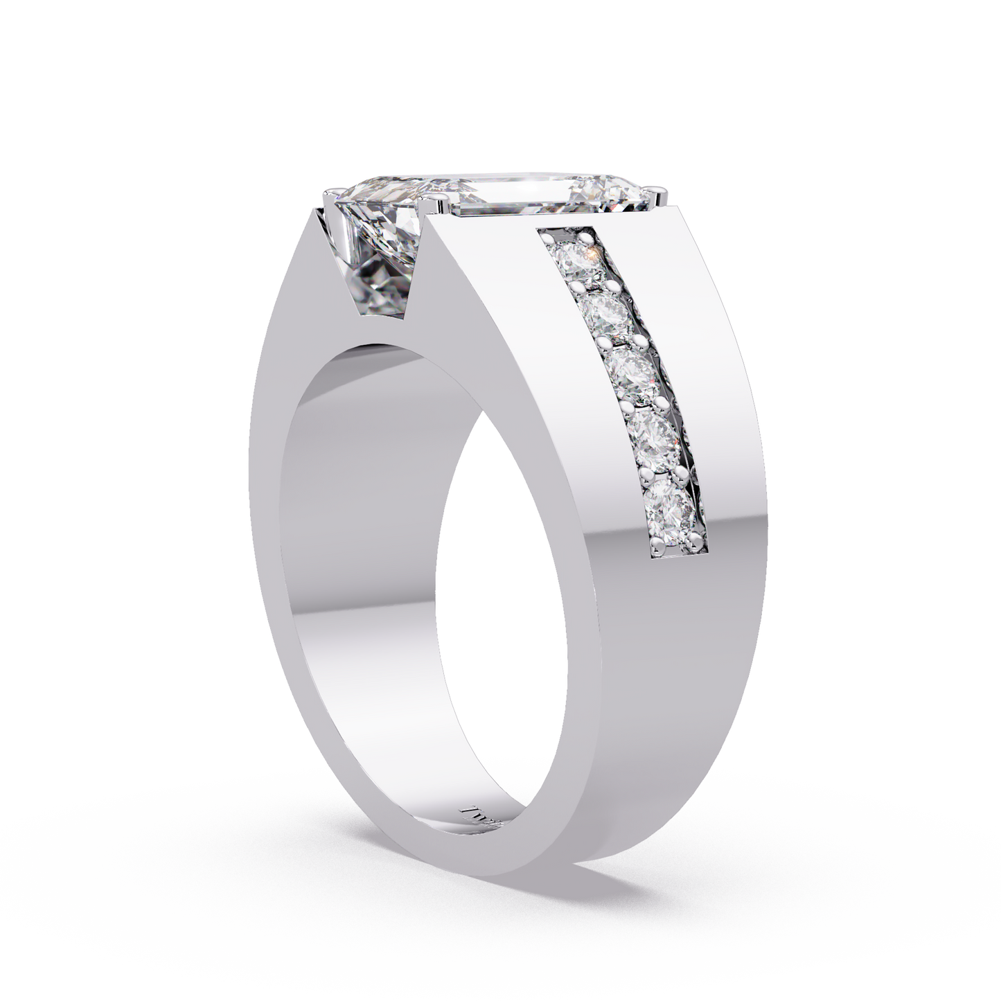 6 CT Emerald Cut Lab Diamond Men's Ring