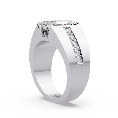 6 CT Emerald Cut Lab Diamond Men's Ring