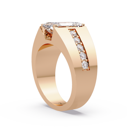 6 CT Emerald Cut Lab Diamond Men's Ring