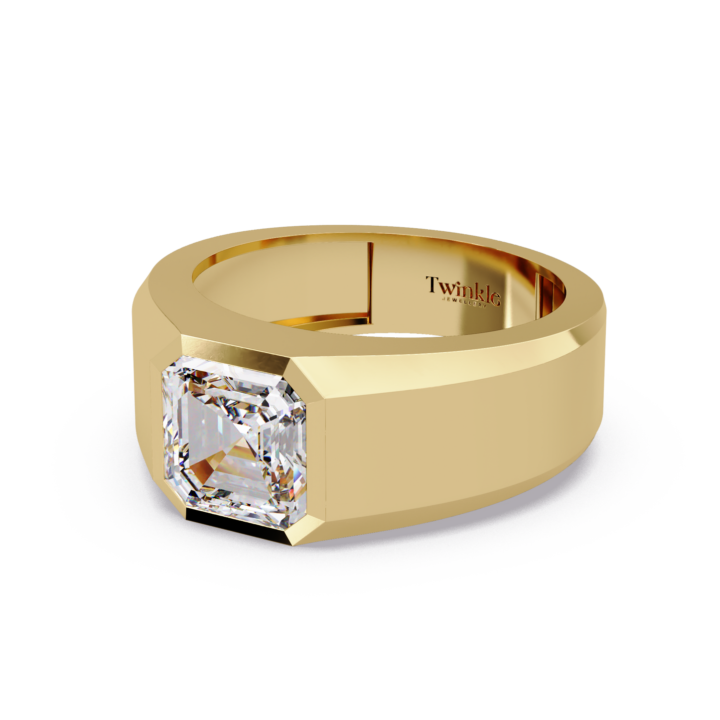 3 CT Asscher Cut Lab Diamond Men's Ring