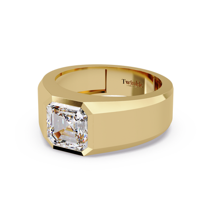 3 CT Asscher Cut Lab Diamond Men's Ring