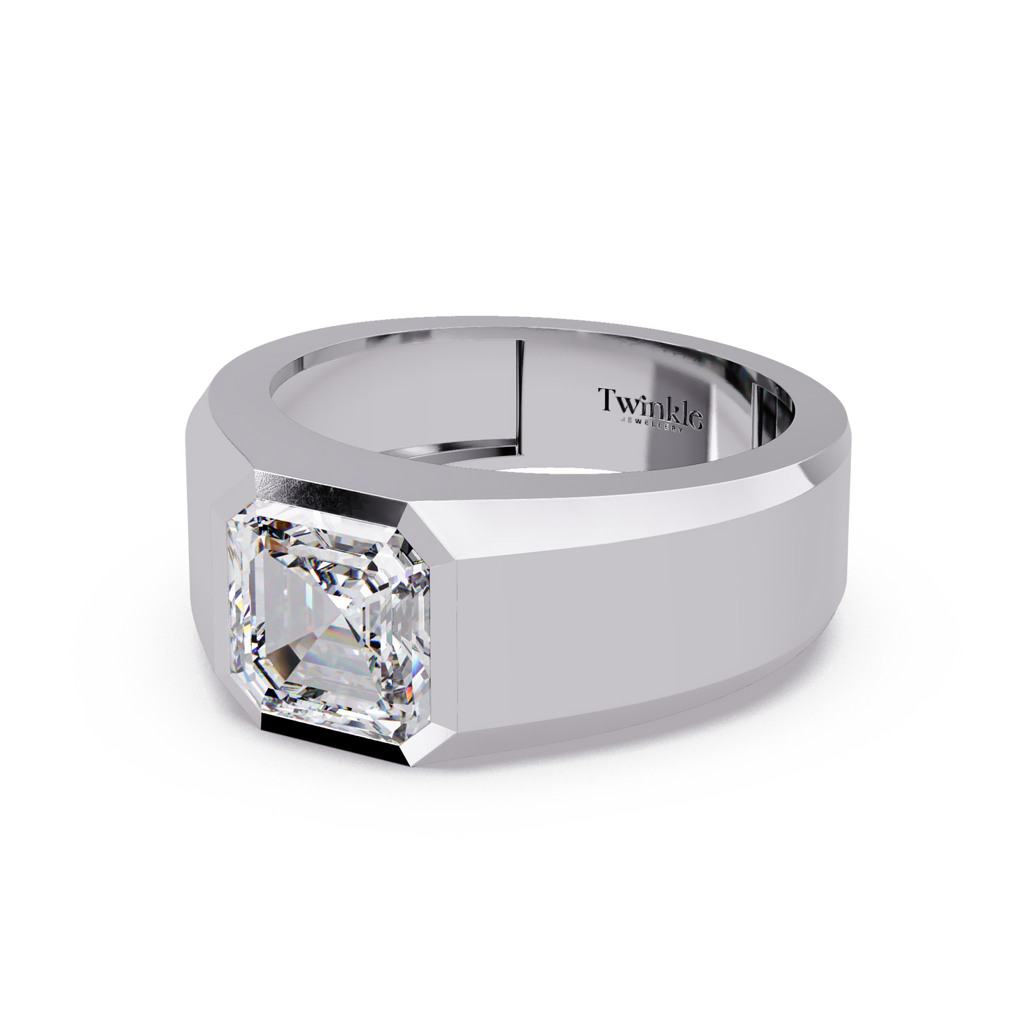 3 CT Asscher Cut Lab Diamond Men's Ring
