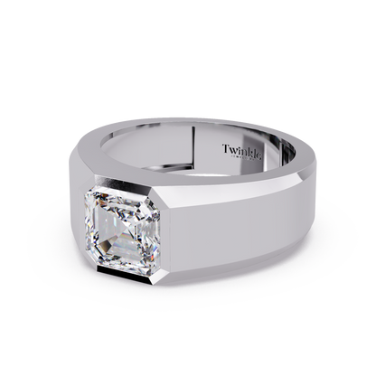 3 CT Asscher Cut Lab Diamond Men's Ring