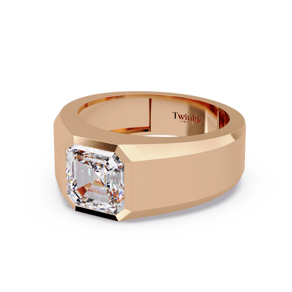 3 CT Asscher Cut Lab Diamond Men's Ring