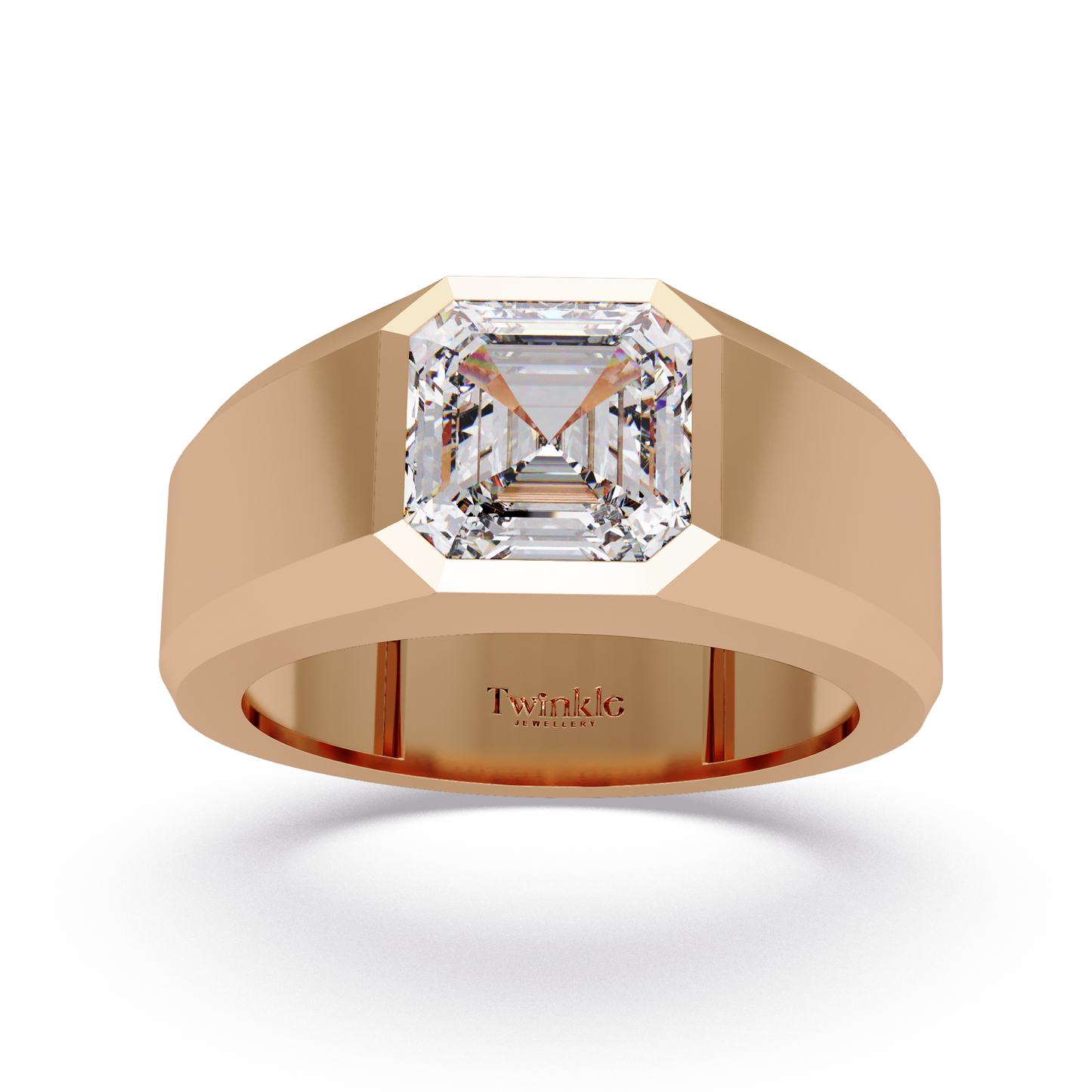 3 CT Asscher Cut Lab Diamond Men's Ring